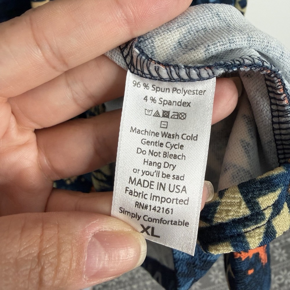 NWOT Lularoe Amelia Fit & Flare Dress XL Pockets Blue Multicolor Stretch Retro - Picture 5 of 8